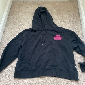 The North Face Black Hoodie with Pink Logo